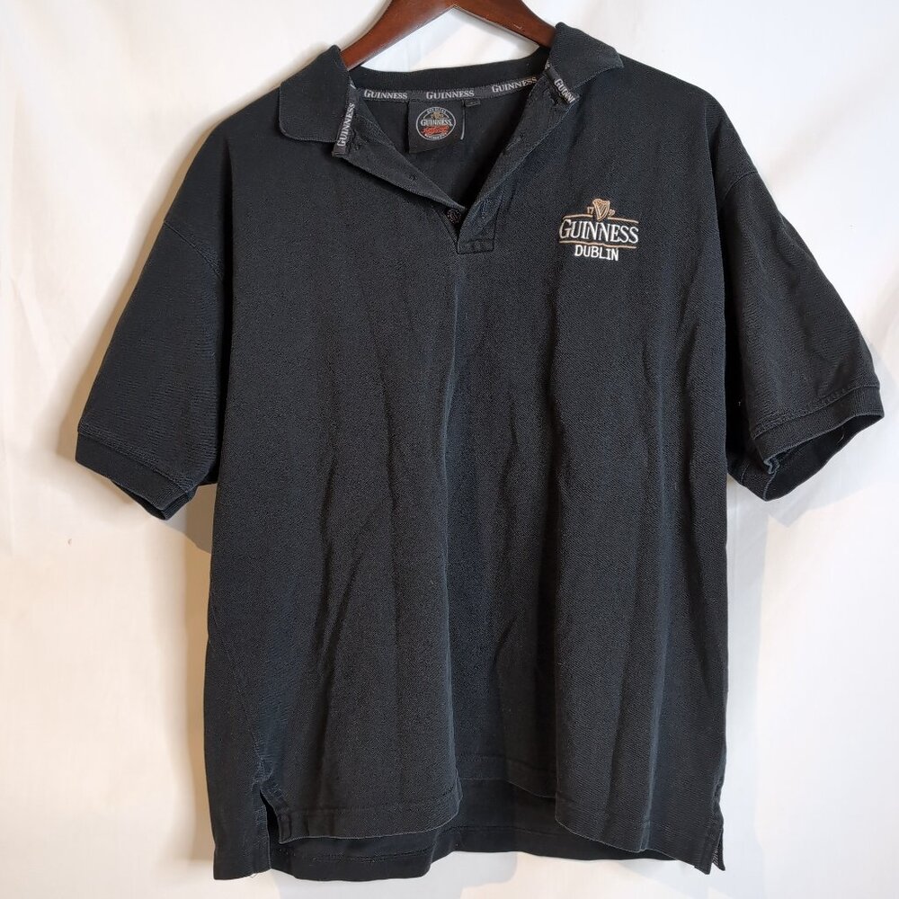 Official Guinness Merchandise Men's Black Polo Dublin Short Sleeve, Size Large